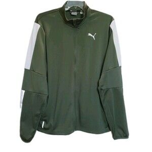 PUMA dryCELL Training Jacket Olive Green White Colorblock Moisture Wicking XLT